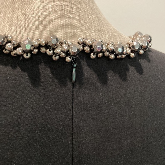 MADAME Ms Black Sleeveless Dress Beaded Neckline Sheath Size LARGE 42 Chic - Picture 10 of 15